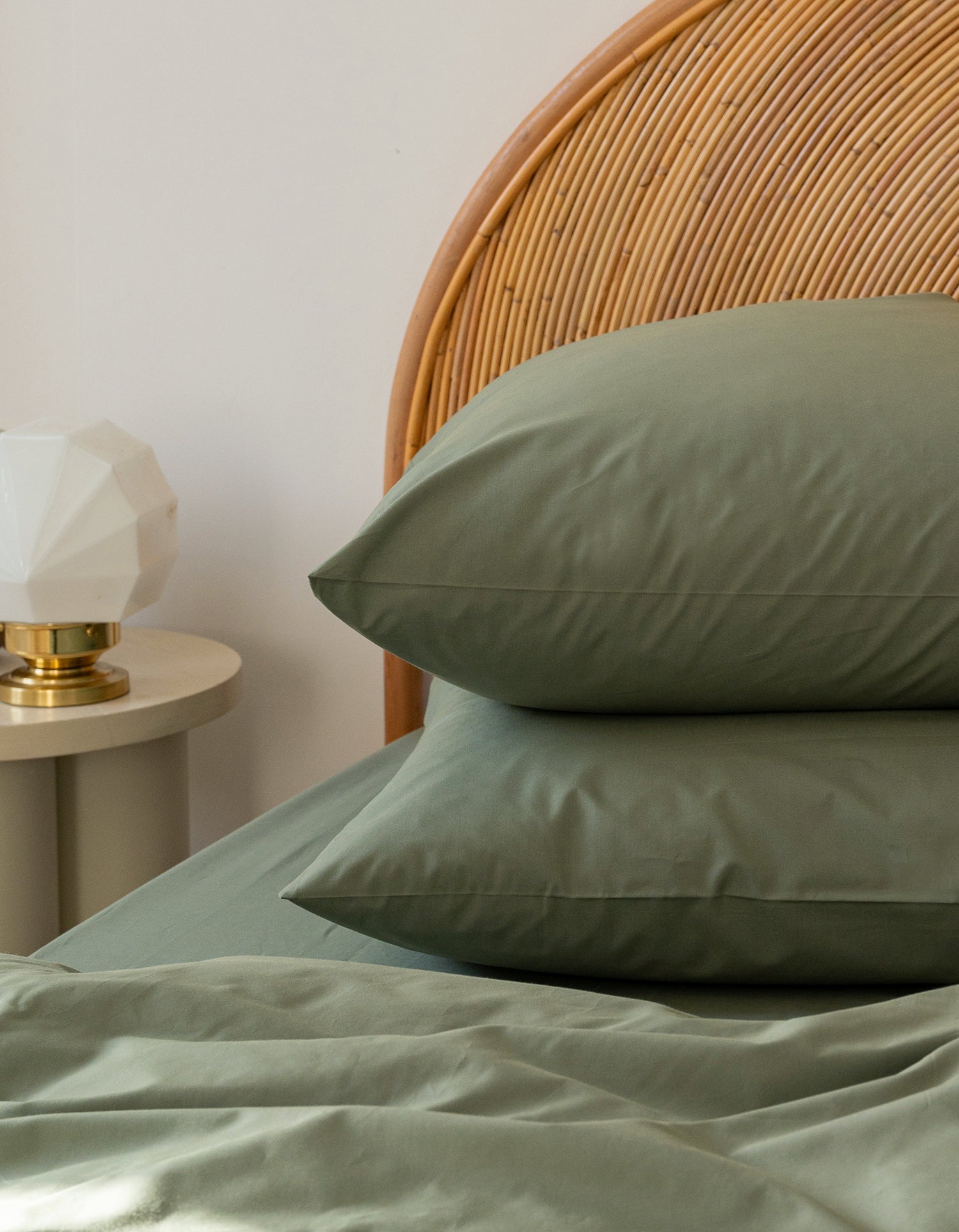 Drap housse Percale de coton 120 fils - Sauge