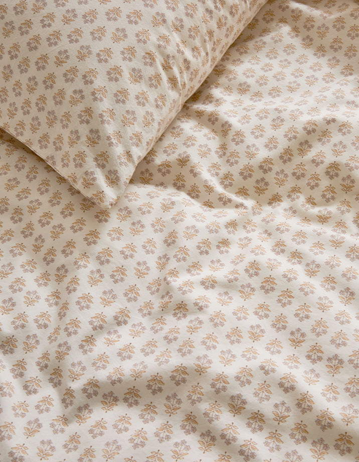 Taies d'oreiller x2 Percale lavée - Fleur Indienne