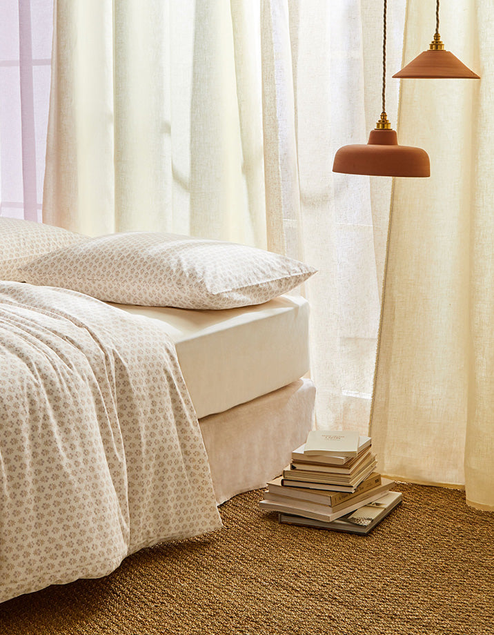 Taies d'oreiller x2 Percale lavée - Fleur Indienne
