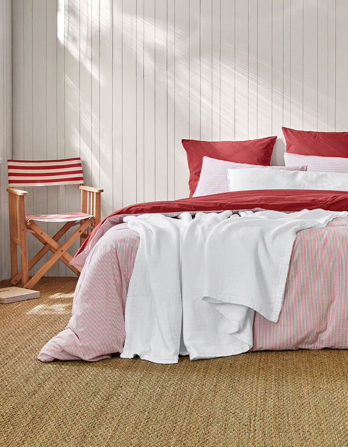 Drap plat Percale lavée - Rouge Terracotta