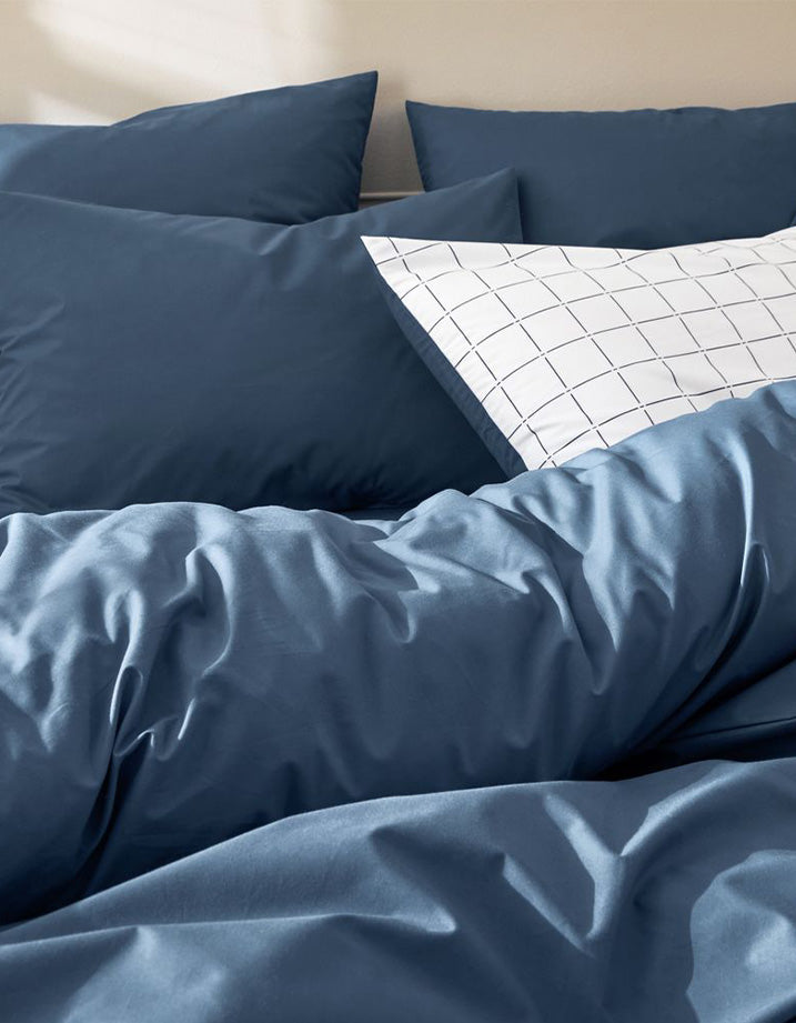 Housse de couette Satin de coton 200 fils - Juste Le Bleu