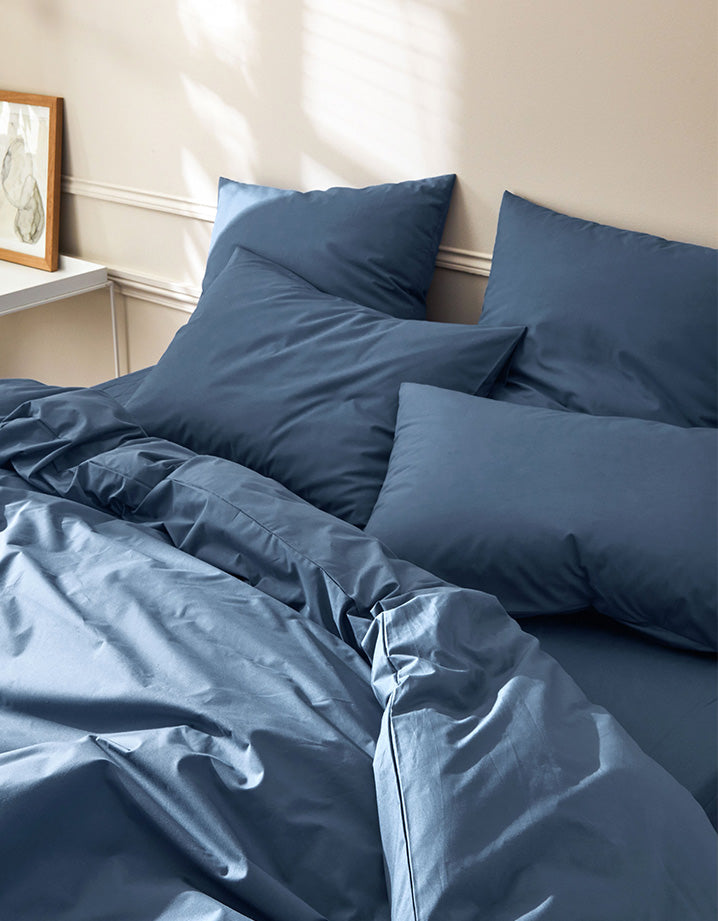 Housse de couette Satin de coton 200 fils - Juste Le Bleu