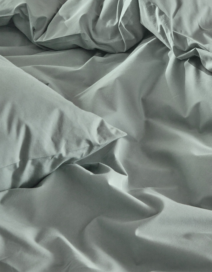 Housse de couette Percale de coton 120 fils - Juste Le Céladon