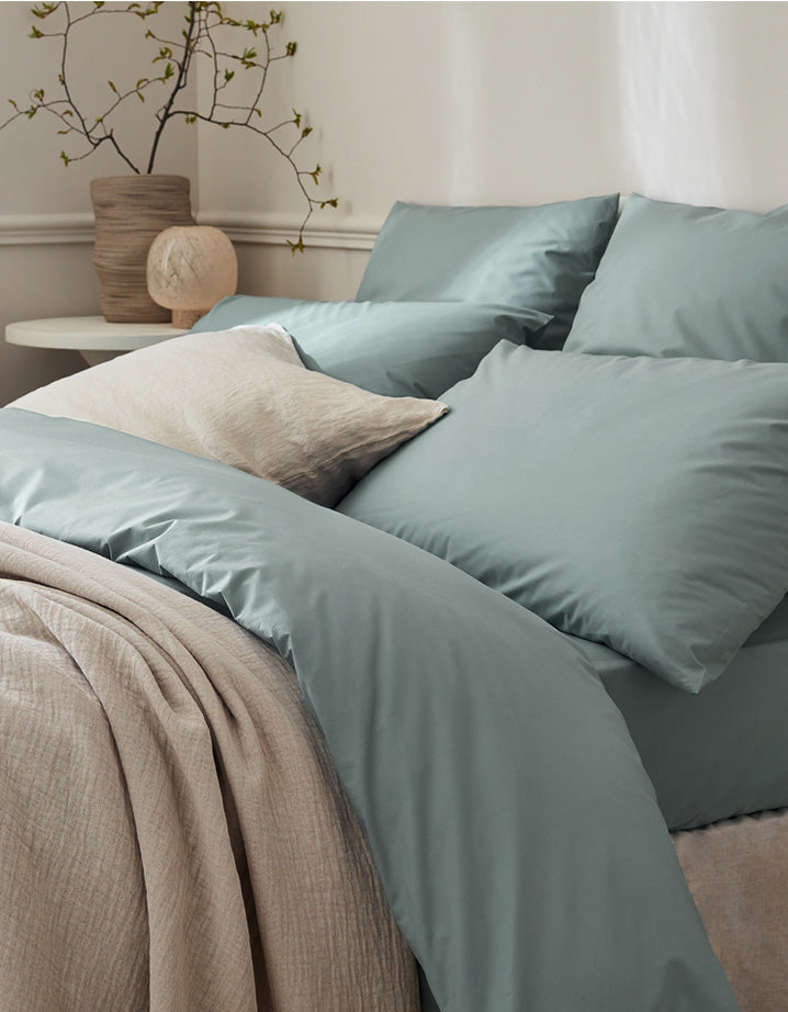 Housse de couette Percale de coton 120 fils - Juste Le Céladon