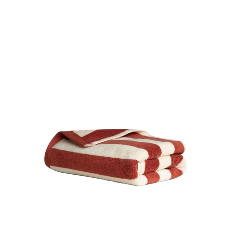 Serviette de bain moelleuse - Juste La Rayure Terracotta