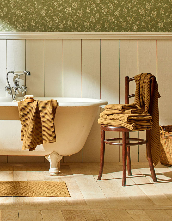 Tapis de bain Nid d'abeille - Ocre