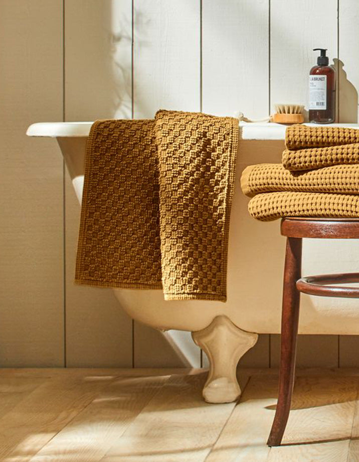 Tapis de bain Nid d'abeille - Ocre
