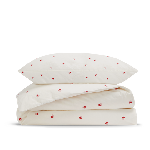 Parure Percale Lavée Bébé & Enfant - Petits Coeurs - 140x200 + 65x65